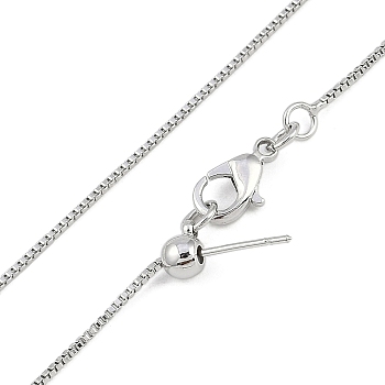 1mm Rack Plating Brass Box Chain Adjustable Slider Necklaces for Women Men, Cadmium Free & Lead Free, 901 Stainless Steel Clasp, Long-Lasting Plated, Platinum, 17.72 inch(45cm)