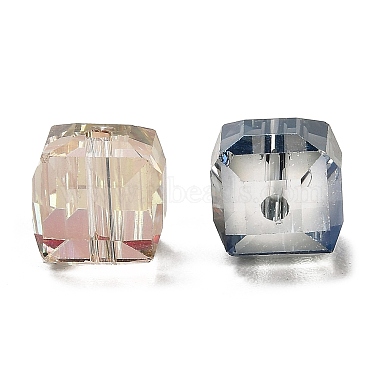 Perles en verre electroplate cube à facettes(X-EGLA-E006-M3)-3