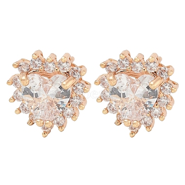 Clear Flat Round Cubic Zirconia Stud Earrings