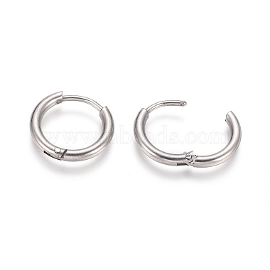 202 Stainless Steel Huggie Hoop Earrings(X-EJEW-F111A-14mm-P)-3
