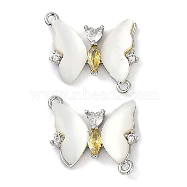 Platinum Clear Butterfly Brass+Cubic Zirconia+Shell Pendants