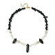 Natural Obsidian Bullet & Synthetic Moonstone Beaded Necklaces(NJEW-JN04406-01)-1