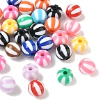 30Pcs Strip Opaque Acrylic Beads, Round, Mixed Color, 11~12x11mm, Hole: 3mm(SACR-YW0002-01)