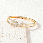 Zinc Alloy Rhinestone Cuff Bangles for Women, Horseshoe, Inner Diameter: 2-3/8 inch(6cm)(FS-WG28122-03)