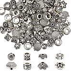160Pcs 8 Styles DIY Jewelry Makings Finding Kits, including Alloy Beads & Bead Caps, Antique Silver, 6~9x3.5~6mm, Hole: 1~3.5mm, 20pcs/style(DIY-SC0030-57)