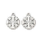 Tibetan Style Alloy Pendants, Jerusalem Cross Charms, Antique Silver, 18.5x15x2mm, Hole: 1.6mm(FIND-G105-01AS)