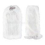 Polyester Imitation Fox Hair Boot Cover, Leg Guards, Polyester Imitation Fox Hair Costume Accessories, White, 350~400x200mm(AJEW-WH0570-04A)