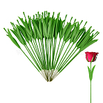 Plastic & Iron Artificial Tulip Wire Stem, for Wedding Bridal Bouquet Home Decoration, Green, 335x65x18.5mm(DIY-WH0430-916)