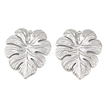 304 Stainless Steel Pendants, Leaf, Cadmium Free & Nickel Free & Lead Free, Stainless Steel Color, 38x33x2.5mm, Hole: 1.5mm(STAS-P424-05P)