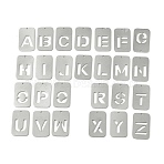 26Pcs 304 Stainless Steel Pendants, Letter A~Z Charm, Stainless Steel Color, 33x20x1.5mm, Hole: 1.6mm(STAS-G372-01P)