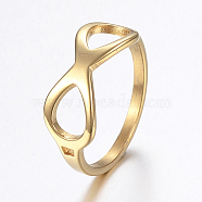 Ion Plating(IP) 304 Stainless Steel Finger Rings, Infinity, Golden, Size 6~9, 16~19mm(RJEW-H125-01G)