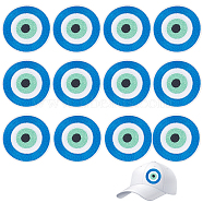 12Pcs Evil Eye Iron on/Sew On Patches, Polyester Appliques, Clothing Patches, Medium Blue, 54x1.5mm(PATC-FG0001-87)