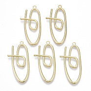 Alloy Pendants, Paperclip Shape, Light Gold, 43.5x21x3mm, Hole: 2mm(PALLOY-N155-26)