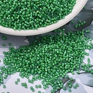MIYUKI Delica Beads, Cylinder, Japanese Seed Beads, 11/0, (DB1787) White Lined Green AB, 1.3x1.6mm, Hole: 0.8mm, about 2000pcs/10g(X-SEED-J020-DB1787)