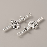 Gothic Tibetan Style Alloy Pendants, Antique Silver, Sword with Skull, Sword Pattern, 55.5x17x5.5mm, Hole: 3mm(FIND-CJC0016-22C)