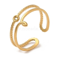 304 Stainless Steel Hollow Knot Open Cuff Rings for Women, Real 18K Gold Plated, Inner Diameter: 18.2mm(STAS-D085-02G)