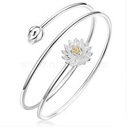 Lotus Wrap Brass Bracelet for Girl Women, Gunmetal & Platinum(BJEW-BB44869)