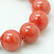 Natural Mashan Jade Round Beads Strands, Dyed, Cerise, 6mm, Hole: 1mm, about 69pcs/strand, 15.7 inch(G-D263-6mm-XS03)