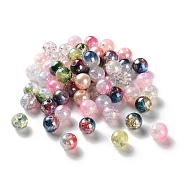 Transparent & Crackle & Frosted & Baking Print Glass Beads, Round, Mixed Color, 10.5x9mm, Hole: 1.5mm(GLAA-XCP0001-53)