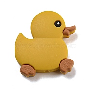 Silicone Focal Beads, Silicone Teething Beads, Baby Toy, Duck, Goldenrod, 31x29x8mm, Hole: 2mm(SIL-P008-A05)