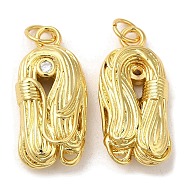Rack Plating Brass Micro Pave Cubic Zirconia Pendants, Lead Free & Cadmium Free, Long-Lasting Plated, Real 18K Gold Plated, 22.5x10.5x5mm, Hole: 3.5mm(KK-C030-10G)