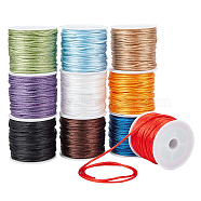 Elite Macrame Rattail Chinese Knot Making Cords, Round Nylon Braided String Threads, Satin Cord, Mixed Color, 1.5mm, about 15m/roll, 10 colors, 1roll/color, 10rolls/set(NWIR-PH0001-71B)