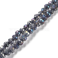 Transparent Electroplate Glass Beads Strands, Faceted, Round, AB Color Plated, Black, 6x5.5mm, Hole: 1.2mm, about 70pcs/strand, 14.84 inch(37.7cm)(EGLA-F160-02A)