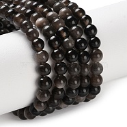 Natural Silver Obsidian Beads Strands, Round, 4.5mm, Hole: 0.7mm, about 91pcs/strand, 14.92 inch(37.9cm)(G-S150-20A-4mm)