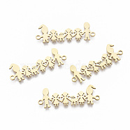 201 Stainless Steel Links connectors, Laser Cut, Family, Golden, 11x31x1mm, Hole: 1.5mm(STAS-R104-010G)