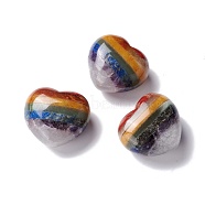 Chakra Gemstone Heart Love Stone, Pocket Palm Stone for Reiki Balancing, Colorful, 40x44.5x25mm(G-K319-01)