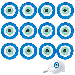 12Pcs Evil Eye Iron on/Sew On Patches, Polyester Appliques, Clothing Patches, Medium Blue, 54x1.5mm(PATC-FG0001-87)