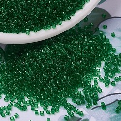 MIYUKI Delica Beads Small, Cylinder, Japanese Seed Beads, 15/0, (DBS0705) Transparent Green, 1.1x1.3mm, Hole: 0.7mm, about 3500pcs/10g(X-SEED-J020-DBS0705)