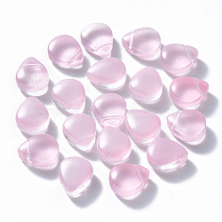 Baking Painted Glass Beads, Top Drilled Beads, Imitation Jade, Teardrop, Pink, 12.5x10.5x5.5mm, Hole: 0.9mm(DGLA-T002-07A)