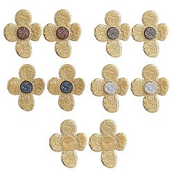 Imitation Druzy Gemstone Resin Flower Stud Earrings, Ion Plating(IP) Real 18K Gold Plated 304 Stainless Steel Stud Earrings, Mixed Color, 33x26.5mm(EJEW-JE05317)