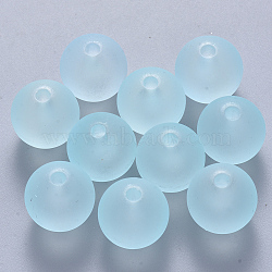 Transparent Acrylic Beads, Frosted, Round, Light Cyan, 7.5x7.5mm, Hole: 1.6mm, about 1900pcs/500g(FACR-T003-01E-01)