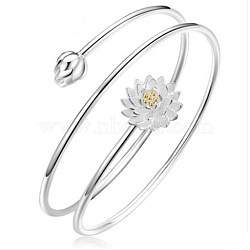 Lotus Wrap Brass Bracelet for Girl Women, Gunmetal & Platinum(BJEW-BB44869)