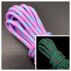 Luminous Polyester Braided Cord, Glow in the Dark, for Rope Bracelets Making, Violet, 4mm(PW-WG66564-06)
