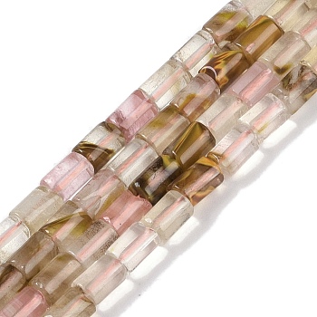 Tigerskin Glass Beads Strands, Column, 7.5~8.5x5~6mm, Hole: 1mm, about 45~46pcs/strand, 14.69~15.04 inch(37.3~38.2cm)