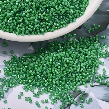 MIYUKI Delica Beads, Cylinder, Japanese Seed Beads, 11/0, (DB1787) White Lined Green AB, 1.3x1.6mm, Hole: 0.8mm, about 2000pcs/10g