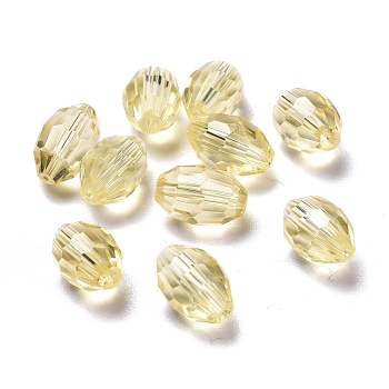 Glass Imitation Austrian Crystal Beads, Faceted, Oval, Light Goldenrod Yellow, 11x8mm, Hole: 0.8~1.4mm