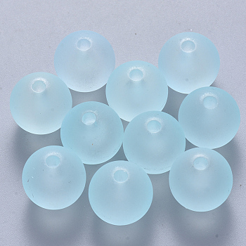 Transparent Acrylic Beads, Frosted, Round, Light Cyan, 7.5x7.5mm, Hole: 1.6mm, about 1900pcs/500g
