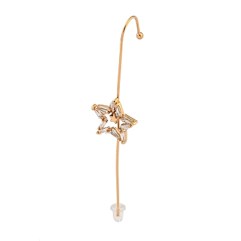 Rhinestone Stud Earring, Light Gold Zinc Alloy Ear Wrap Crawler Hook Earrings Earcuffs, Star, 70.5x15mm