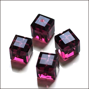 Imitation Austrian Crystal Beads, Grade AAA, Faceted, Cube, Purple, 8x8x8mm(size within the error range of 0.5~1mm), Hole: 0.9~1.6mm