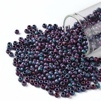 TOHO Round Seed Beads, Japanese Seed Beads, (705) Matte Color Frost Iris Blue, 8/0, 3mm, Hole: 1mm, about 222pcs/bottle, 10g/bottle