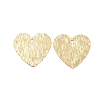 Rack Plating Brass Pendants, Long-Lasting Plated, Cadmium Free & Lead Free, Textured, Heart, Golden, 17x18.5x0.7mm, Hole: 1.4mm