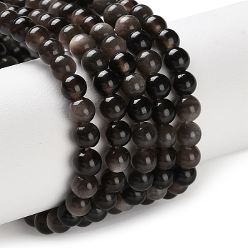 Natural Silver Obsidian Beads Strands, Round, 4.5mm, Hole: 0.7mm, about 91pcs/strand, 14.92 inch(37.9cm)