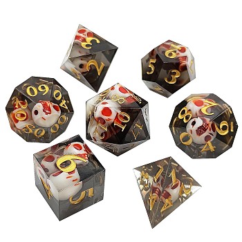 Transparent Acrylic Polyhedral Dice Set, for Playing Tabletop Games, Square, Rhombus, Triangle & Polygon, Coconut Brown, 135x80x30mm, 7Pcs/set
