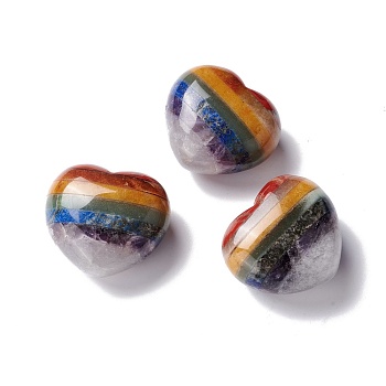 Chakra Gemstone Heart Love Stone, Pocket Palm Stone for Reiki Balancing, Colorful, 40x44.5x25mm