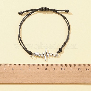 3Pcs 3 Styles Heart Beat & Infinity Alloy Link Bracelets Set(BJEW-FZ00013)-3