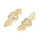 Rack Plating Brass Micro Pave Clear Cubic Zirconia Triple Heart Connector(KK-Z064-32G)-2